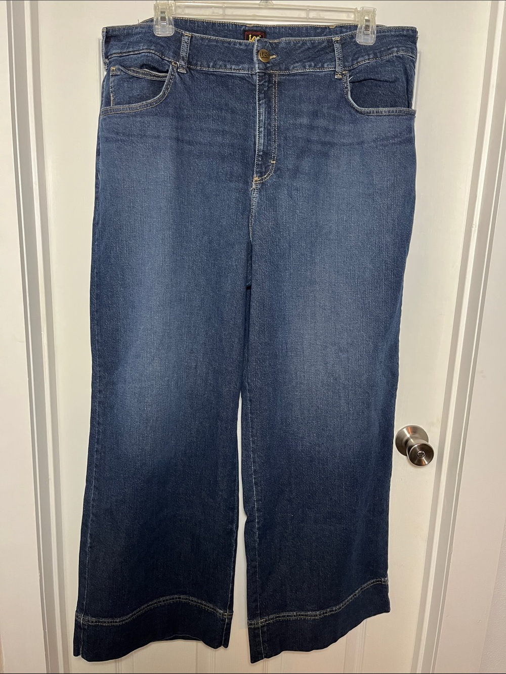 Lee High Waist Wide-Leg Women’s Jeans in Dark Blue Denim